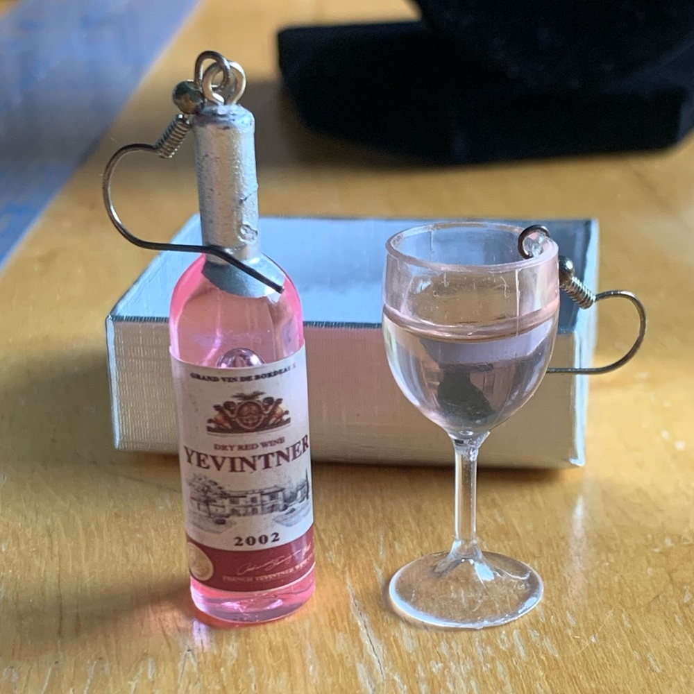 3 for $20 w Bundle: Pink rosé wine and glass earrings